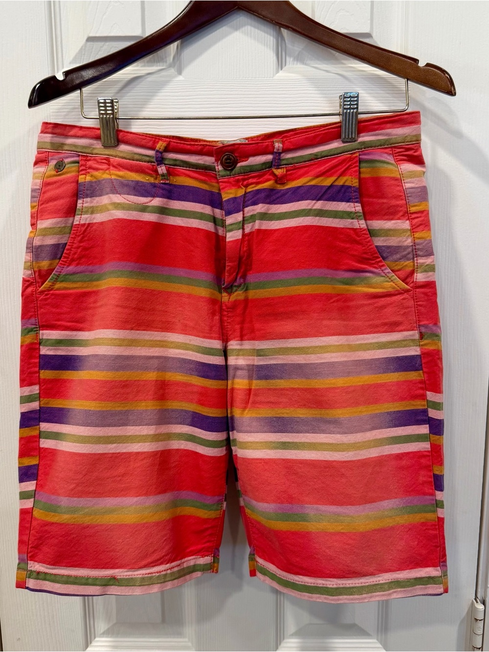 Scotch & Soda Multicolored Striped Flat-Front Shorts – Size 31